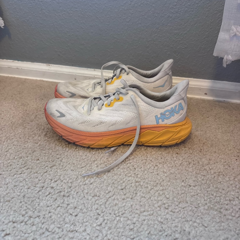 Hoka Women's Shoes in White, Orange, and Yellow